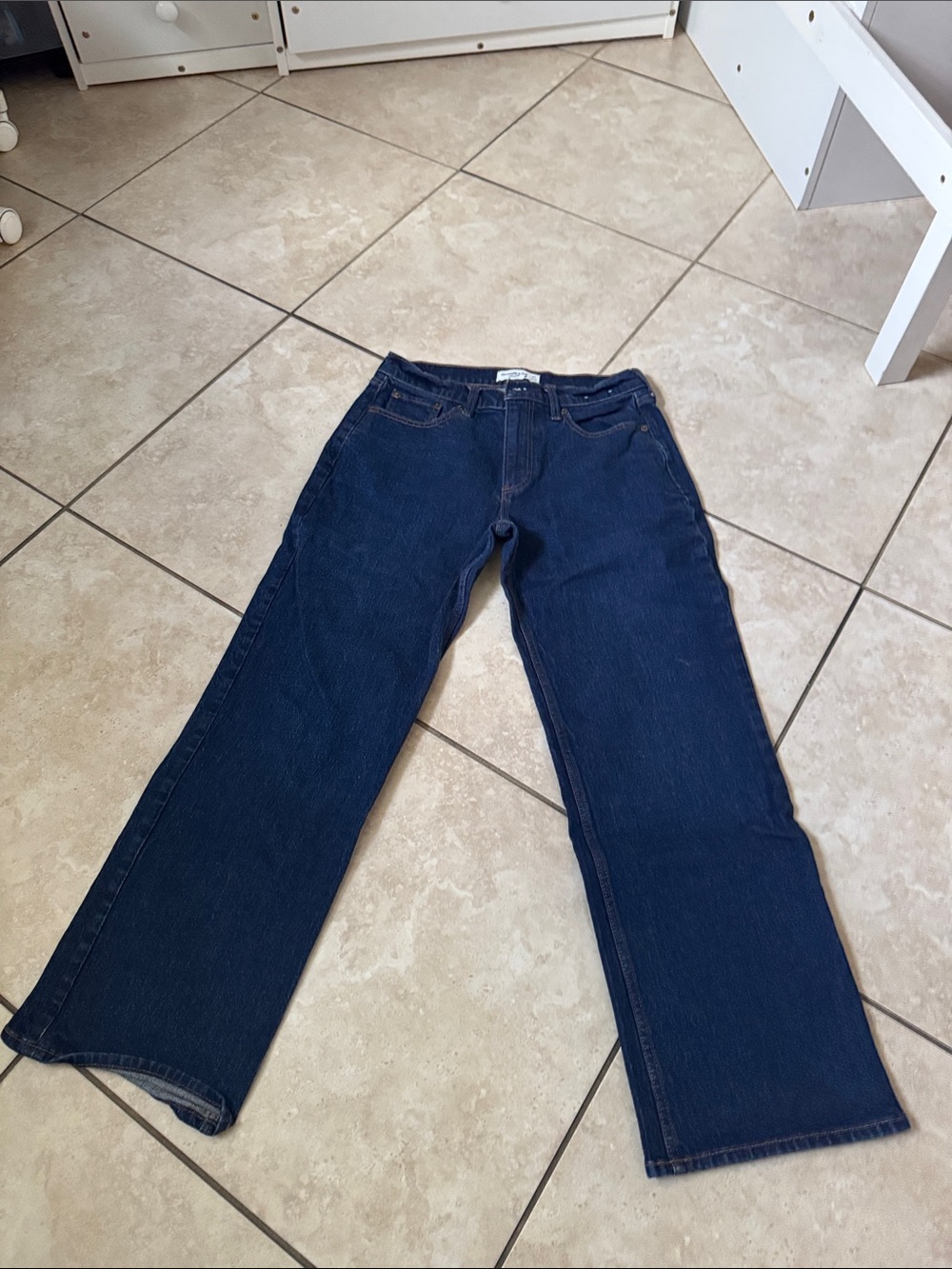 Abercrombie & Fitch Dark Blue Relaxed Straight Jeans